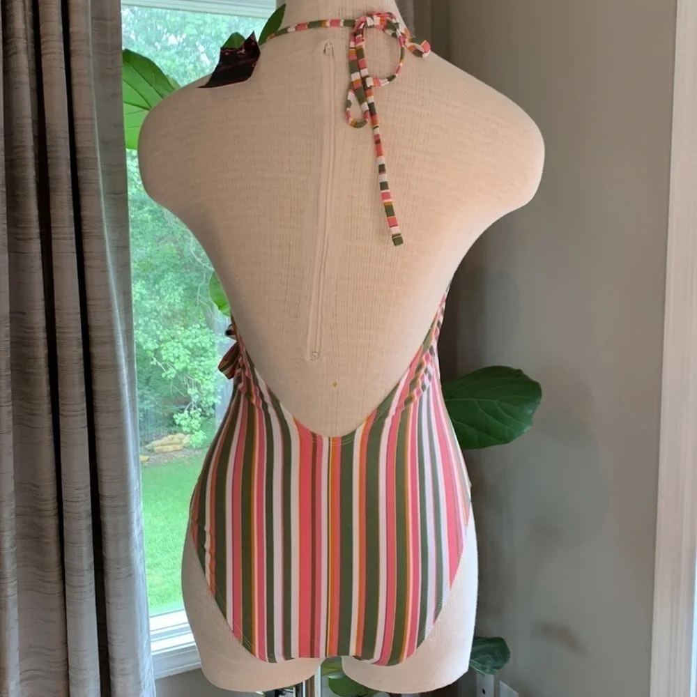 One piece size medium boutique brand striped swimsuit